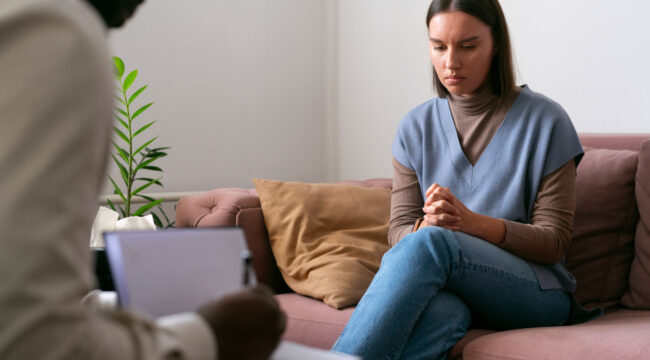 Moça passando com o psicólogo.