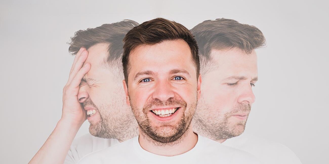 Homem com bipolaridade.